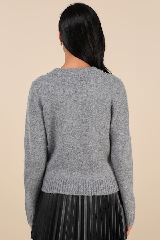Lulus Sparkling Appeal Heather Grey Rhinestone Sweater In Heather Grey