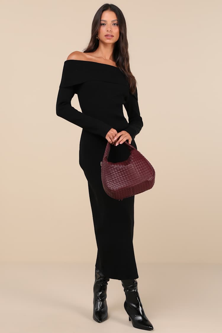 chinese dress ladies Knit Off-Shoulder Sweater Maxi Dress main image 0