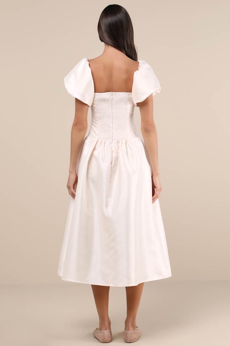knee length dresses for ladies White Taffeta Bandeau Midi Dress – self-portrait-US main image 1