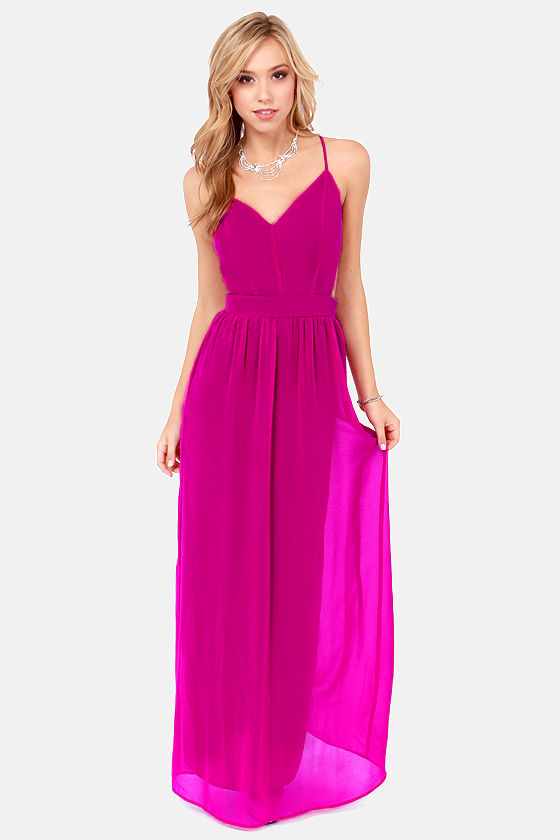 Sexy Backless Dress - Magenta Dress - Maxi Dress - $49.00 - Lulus