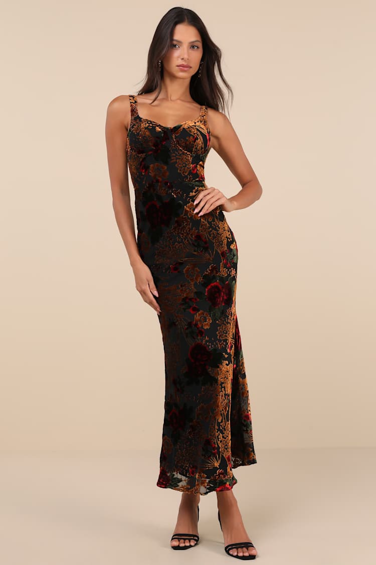 velvet burnt out dress Velvet Burnout Midi Dress