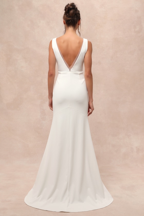 Lulus Captivating Promise White Sleeveless Mermaid Maxi Dress In White