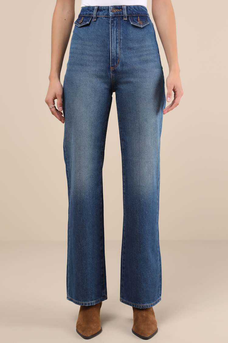 Heidi Dark Wash Relaxed Straight Leg Jeans