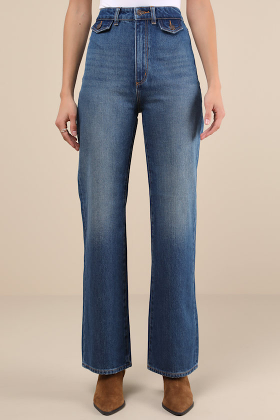Heidi Dark Wash High-Rise Relaxed Straight Jeans 3