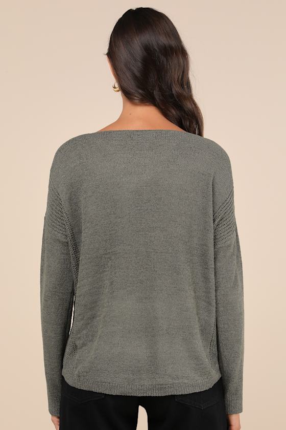 Positive Affirmations Olive Green Loose Knit Sweater 5