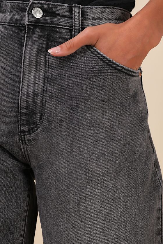 Rolla's Gigi Washed Black High-rise Barrel Jeans In Black