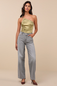 Kate Washed Grey Mid-Rise Baggy Jeans 2