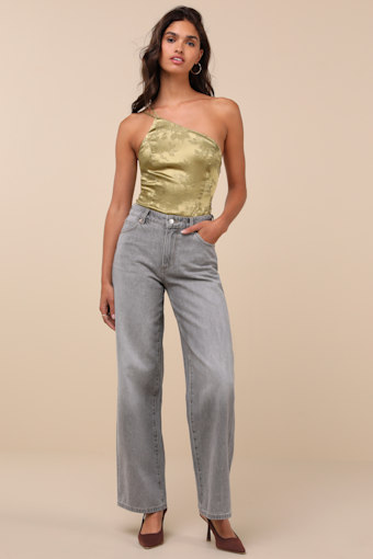 Kate Washed Grey Mid-Rise Baggy Jeans 2