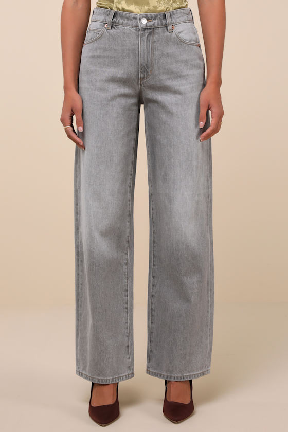 Kate Washed Grey Mid-Rise Baggy Jeans 3