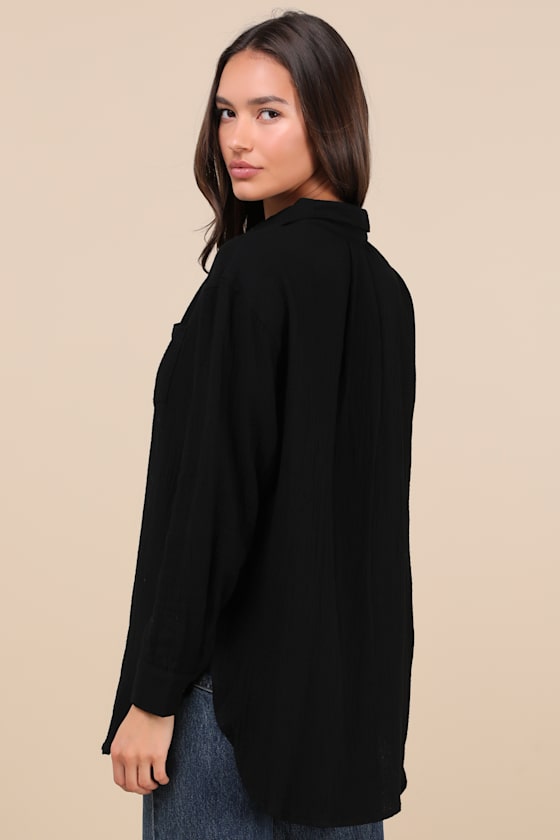 Oversized button-up top main image 0