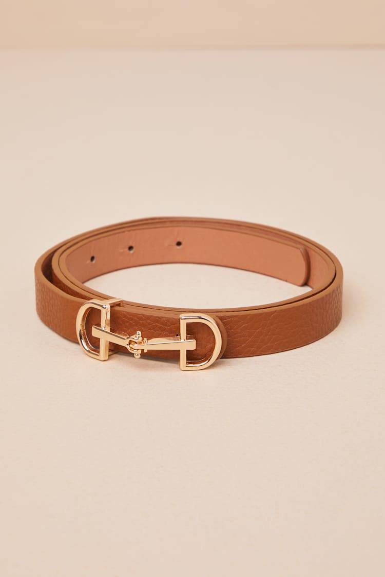 Brown Belt - Slender Belt - Horsebit Buckle Belt - Belt - Lulus display picture 3