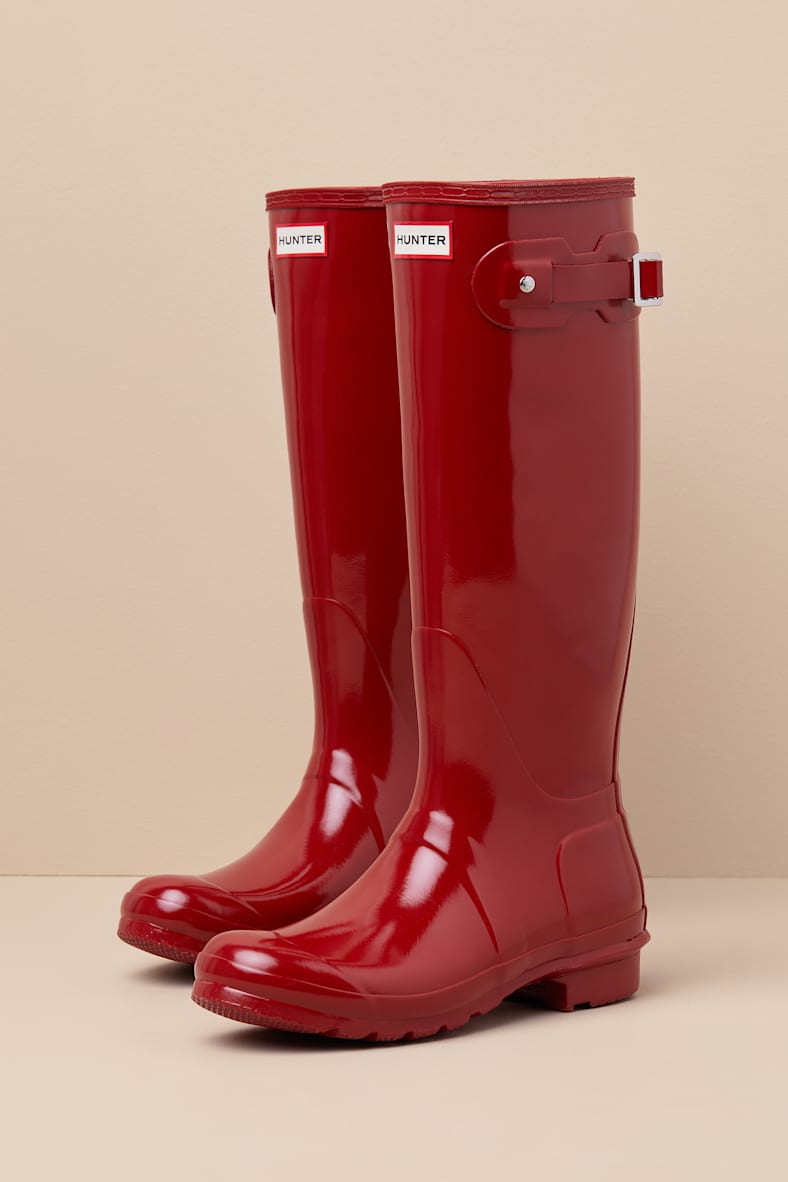 Original Tall Military Red Glossy Rain Boots