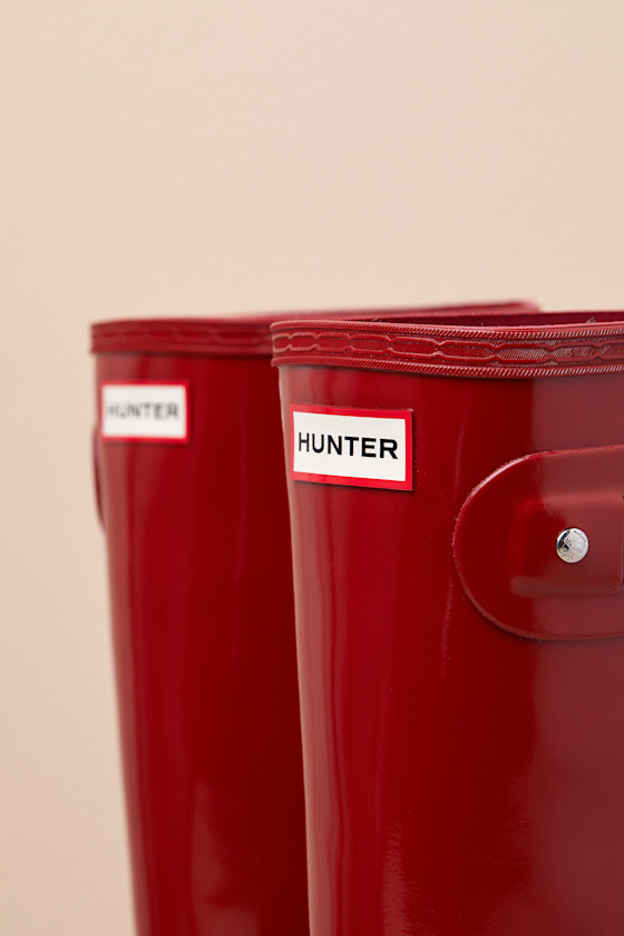 HUNTER ORIGINAL TALL MILITARY RED GLOSSY RAIN BOOTS