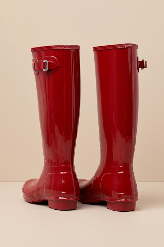 HUNTER ORIGINAL TALL MILITARY RED GLOSSY RAIN BOOTS