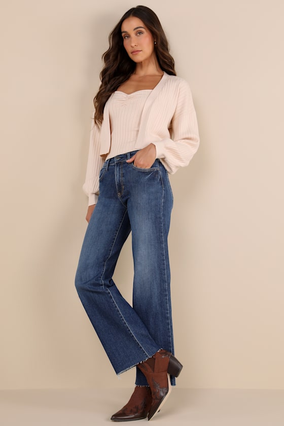 Trending Intention Dark Wash Slim Palazzo Jeans 3