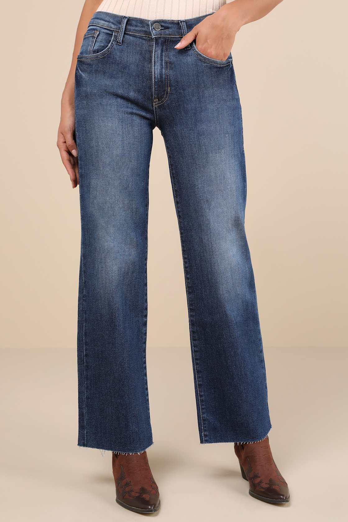 Trending Intention Dark Wash Slim Palazzo Jeans