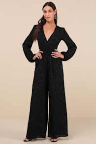 Ravishing Marvel Black Burnout Floral Cutout Wide-Leg Jumpsuit 4
