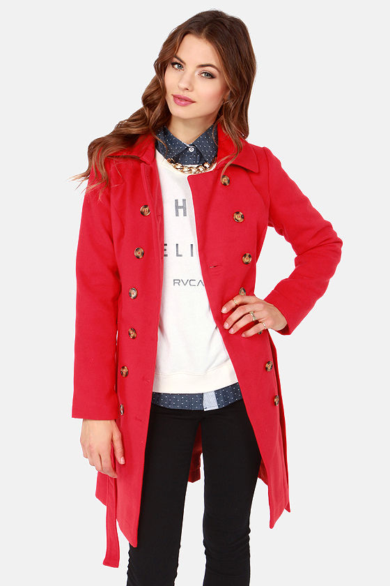 Lavand Coat Red Coat Pea Coat 113.00 Lulus