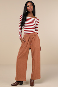 Autumn Staple Brown Suede High Rise Wide-Leg Pants 2