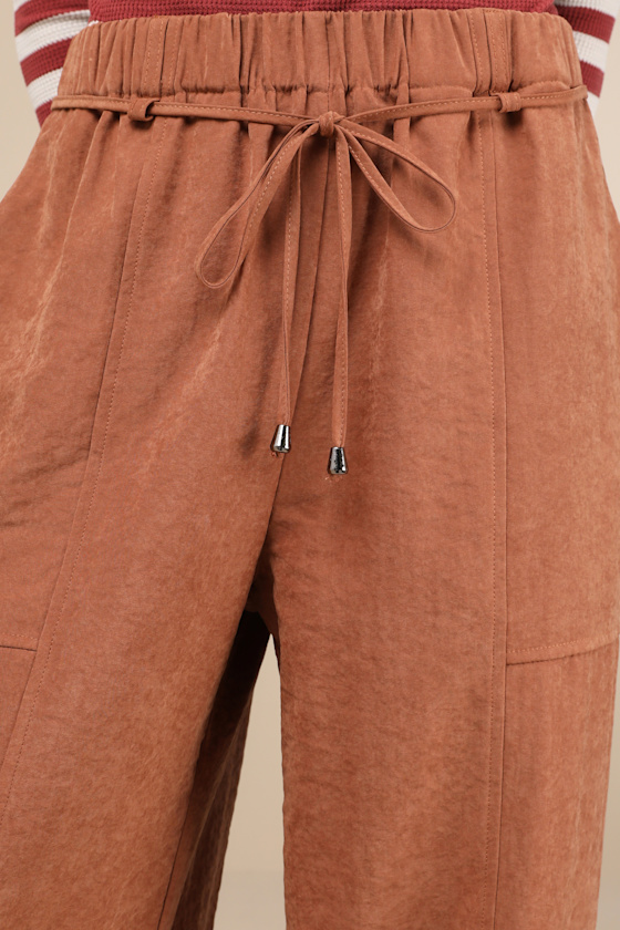 Lulus Autumn Staple Brown Suede High Rise Wide-leg Pants In Brown
