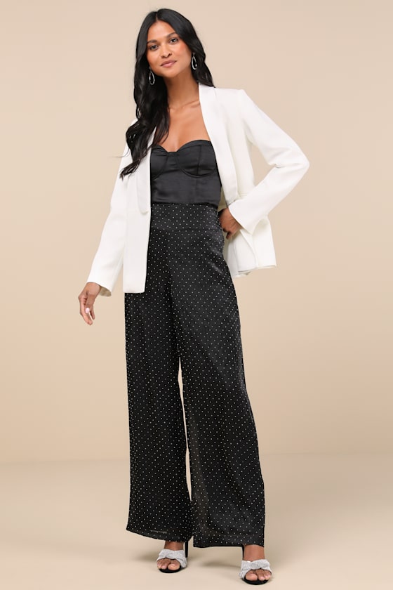 Black Satin Pants - Satin Pants - Wide-Leg Pants - Black