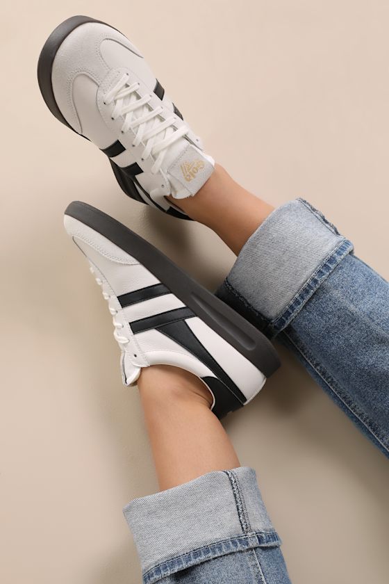 Women S White And Black Sneakers 2026.Gola Cyclone White - White and Black Sneakers - Lace-Up Sneakers - Lulus