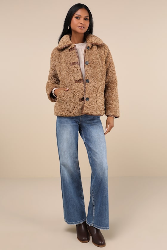 Shop Avec Les Filles Cuddly Cute Brown Teddy Coat