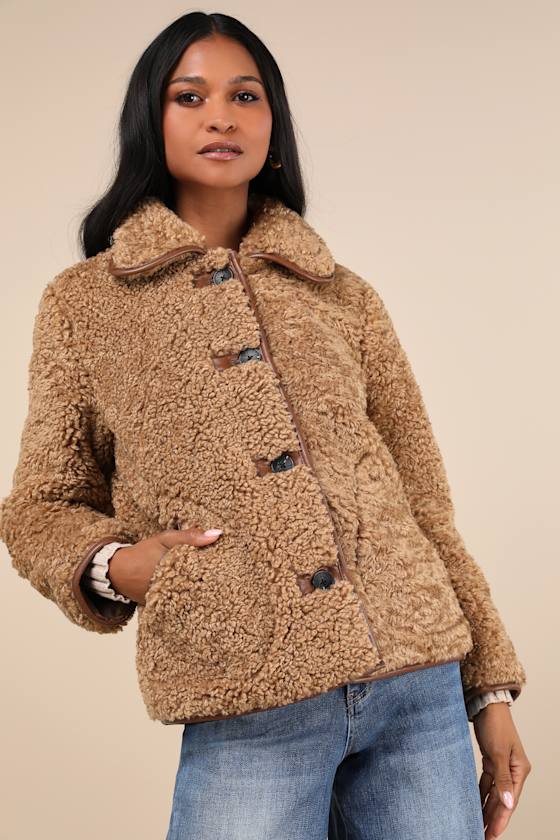 Shop Avec Les Filles Cuddly Cute Brown Teddy Coat