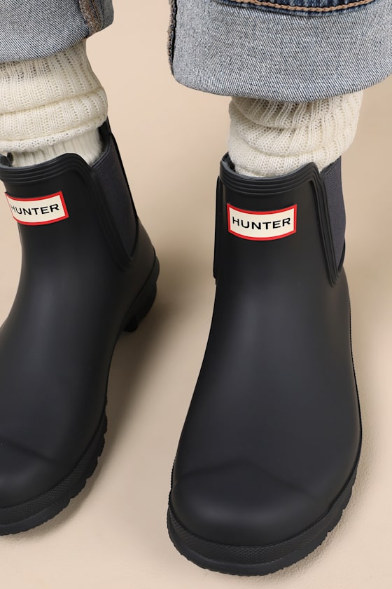 レインシューズ HUNTER [WOMEN] Original Chelsea Gloss Rain Boots Navy WFS207 Hunter Women's Original Tall Rain Boots, Waterproof, Matte