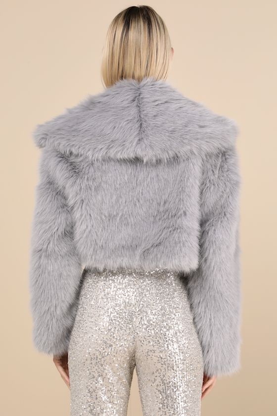Avec Les Filles Faux Fur Jacket - Grey Jacket - Cropped