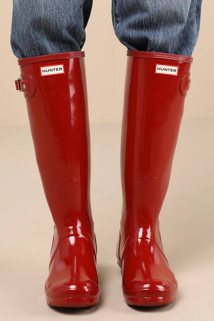 Original Tall Military Red Glossy Rain Boots
