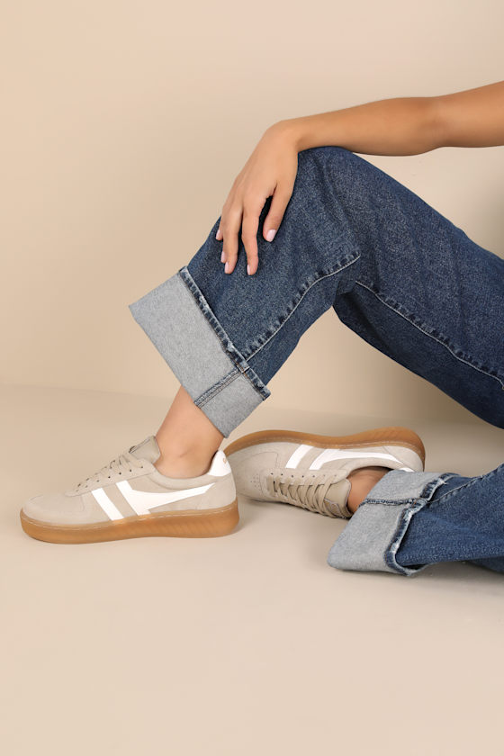 Grandslam Bone and Off White Suede Leather Sneakers 1