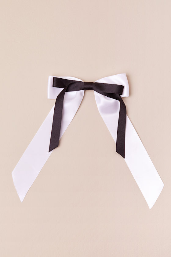 Perfectly Coquette Ivory and Black Bow Hair Clip 1