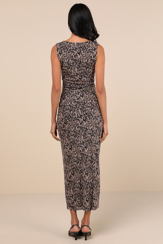 4th & Reckless Womens Leopard Print Derry Leopard-print Woven Maxi Dress In Beige