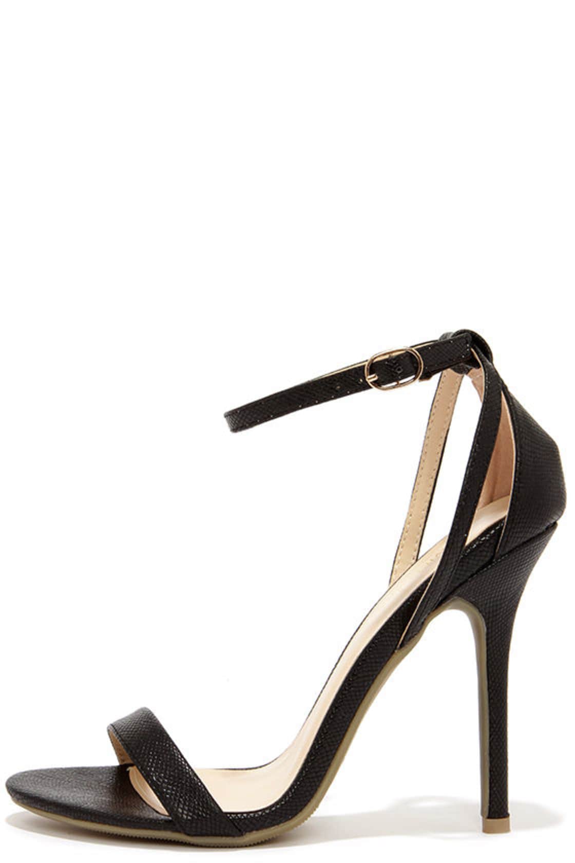 snakeskin ankle strap heels