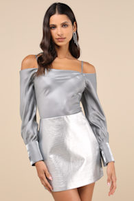 Notable Silver Off-the-Shoulder Top 1