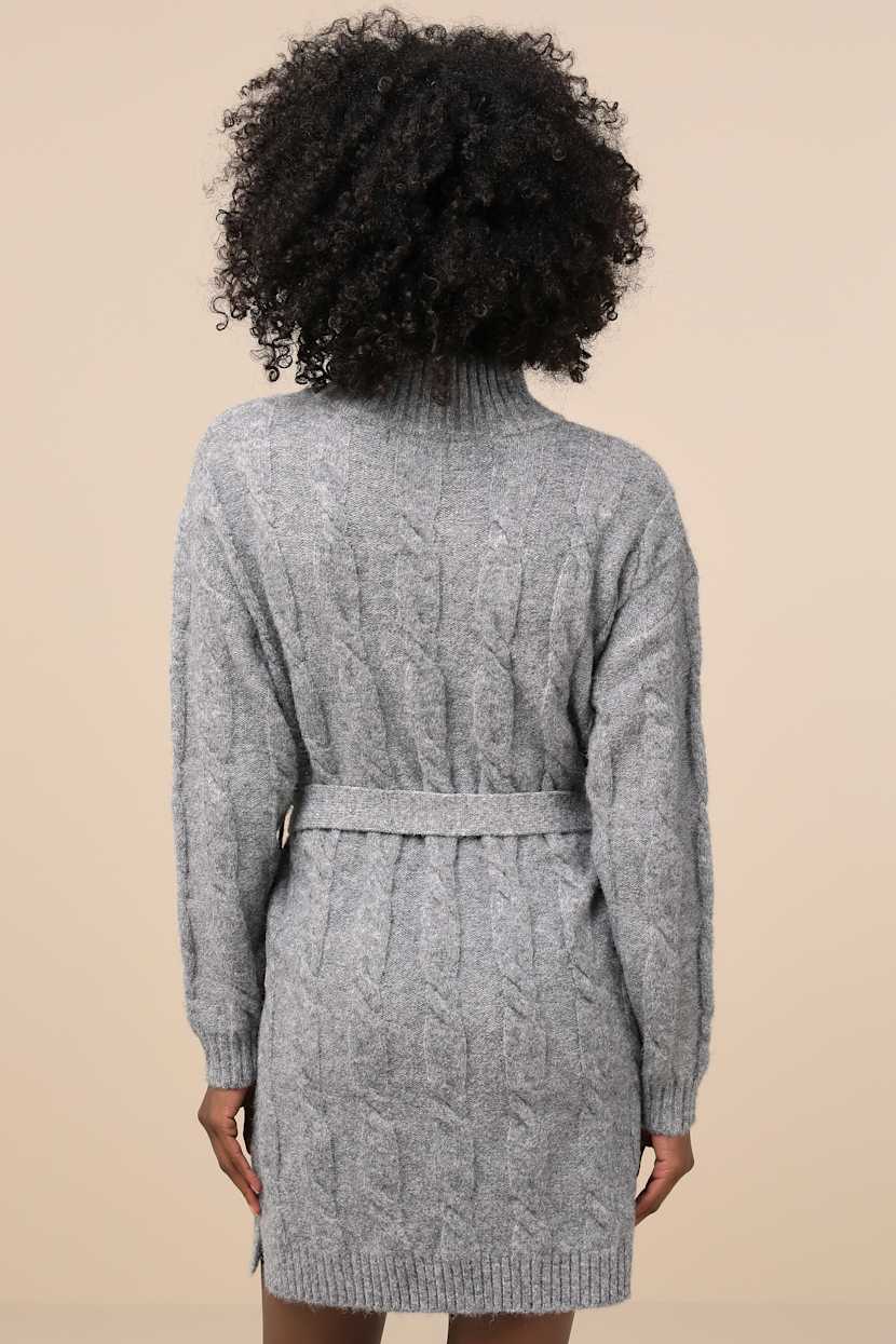 petite grey knit slouchy mini dress with tie wrap around Brief Tension Mini Dress main image 1