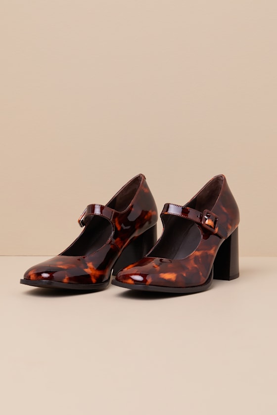 SEYCHELLES PLAY PRETEND TORTOISE BROWN PATENT MARY JANE PUMPS