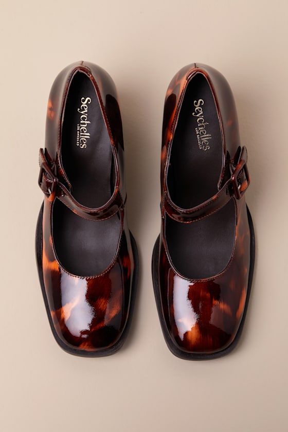 SEYCHELLES PLAY PRETEND TORTOISE BROWN PATENT MARY JANE PUMPS