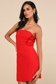 Harlee Red Strapless Bow Mini Dress 2