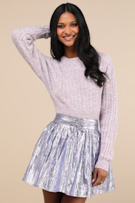 Celebrated Shine Lavender Metallic Mini Skirt 1
