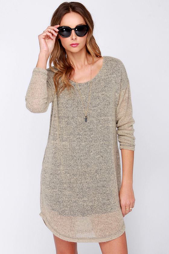 Cute Sweater Dress Beige Dress Cozy Sweater Dress 34.00 Lulus