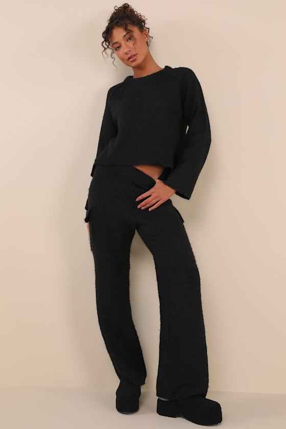 Signature Sunday Black Knit Sweater Pants 8