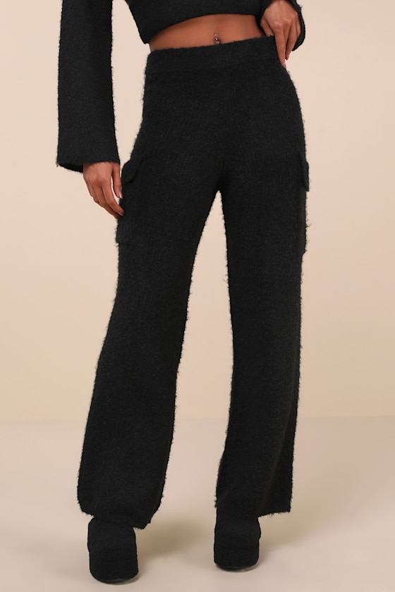 Black Sweater Pants - Knit Sweater Pants - Lounge Pants - Pants