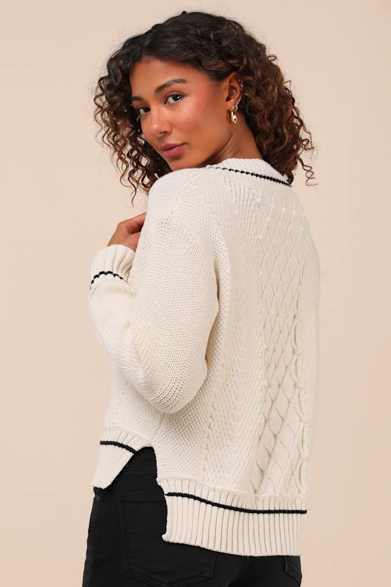 Ivory Bear Face Roll Neck Sweater