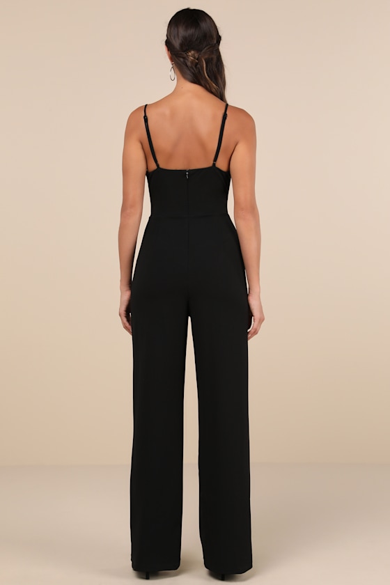 Gorgeous Favorite Black Cutout Rhinestone Bow Jumpsuit 1