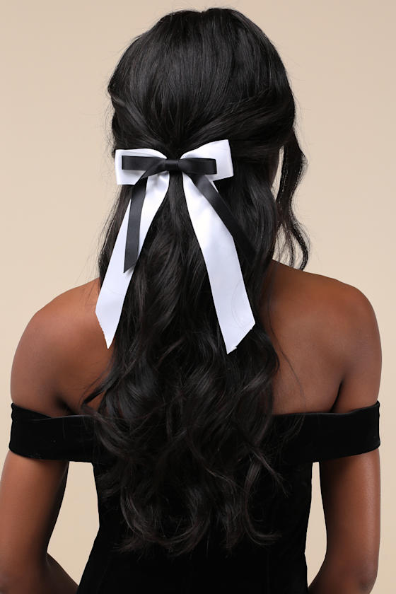 Perfectly Coquette Ivory and Black Bow Hair Clip 1