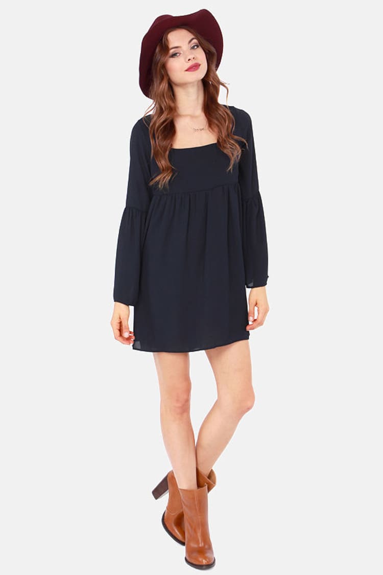 navy blue baby doll dress Baby Doll Tunic Dress (Navy) main image 0