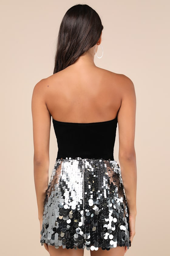 Lulus Notorious Radiance Gunmetal Sequin High Rise Mini Skirt In Silver