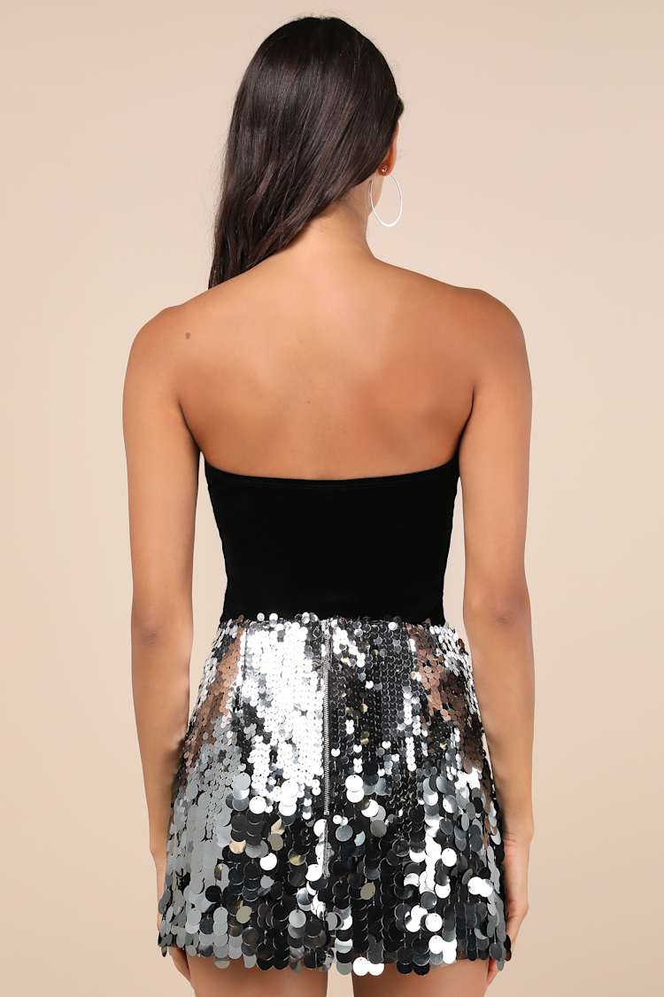 Gunmetal Sequin Skirt - High Rise Mini Skirt - Holiday Clothing - Lulus